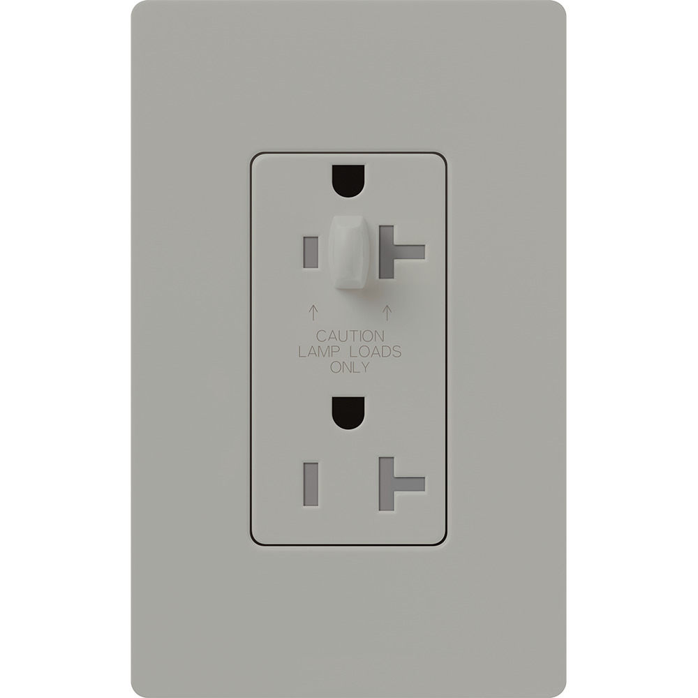 Claro, Gloss, Half dimming, tamper resistant receptacle, 15A/125V in gray