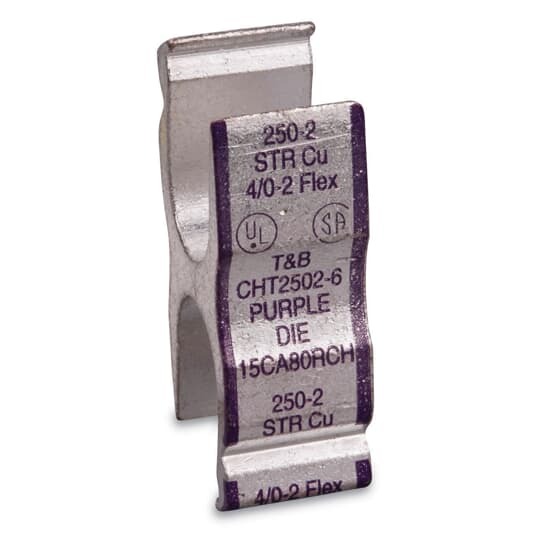 Copper H-Tap for Wire Range Main: 250-2 (4/0-2 Flex), Branch 250-2 (4/0-2 Flex), Purple 80R