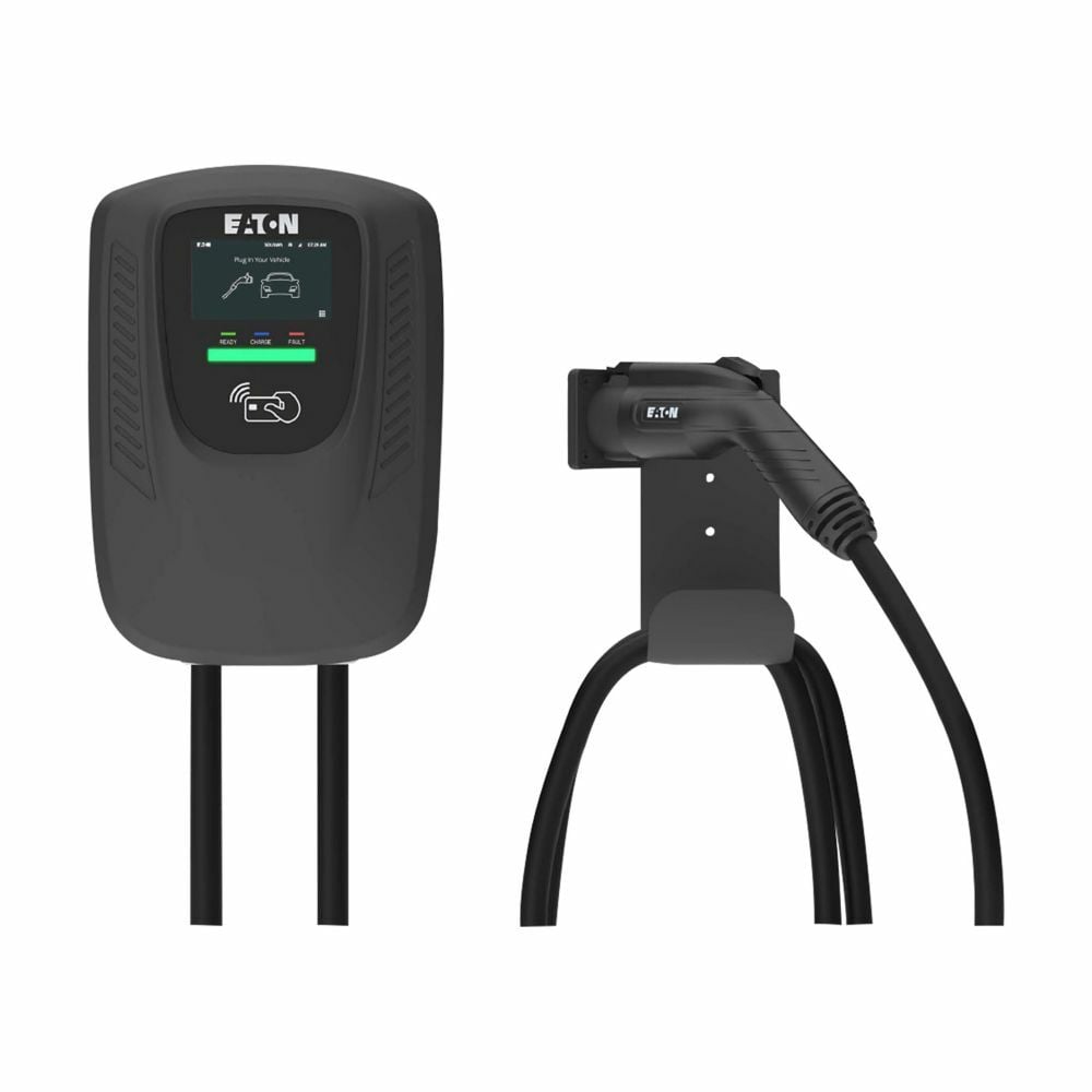 Commercial EV Charger, AC level-2, 19.2kW at 240Vac, 80A, Ethernet/4G, OCPP 1.6J, 25' cord-set with J1772 connector, LCD, RFID, QR Code, NEMA 3R, Energy Star