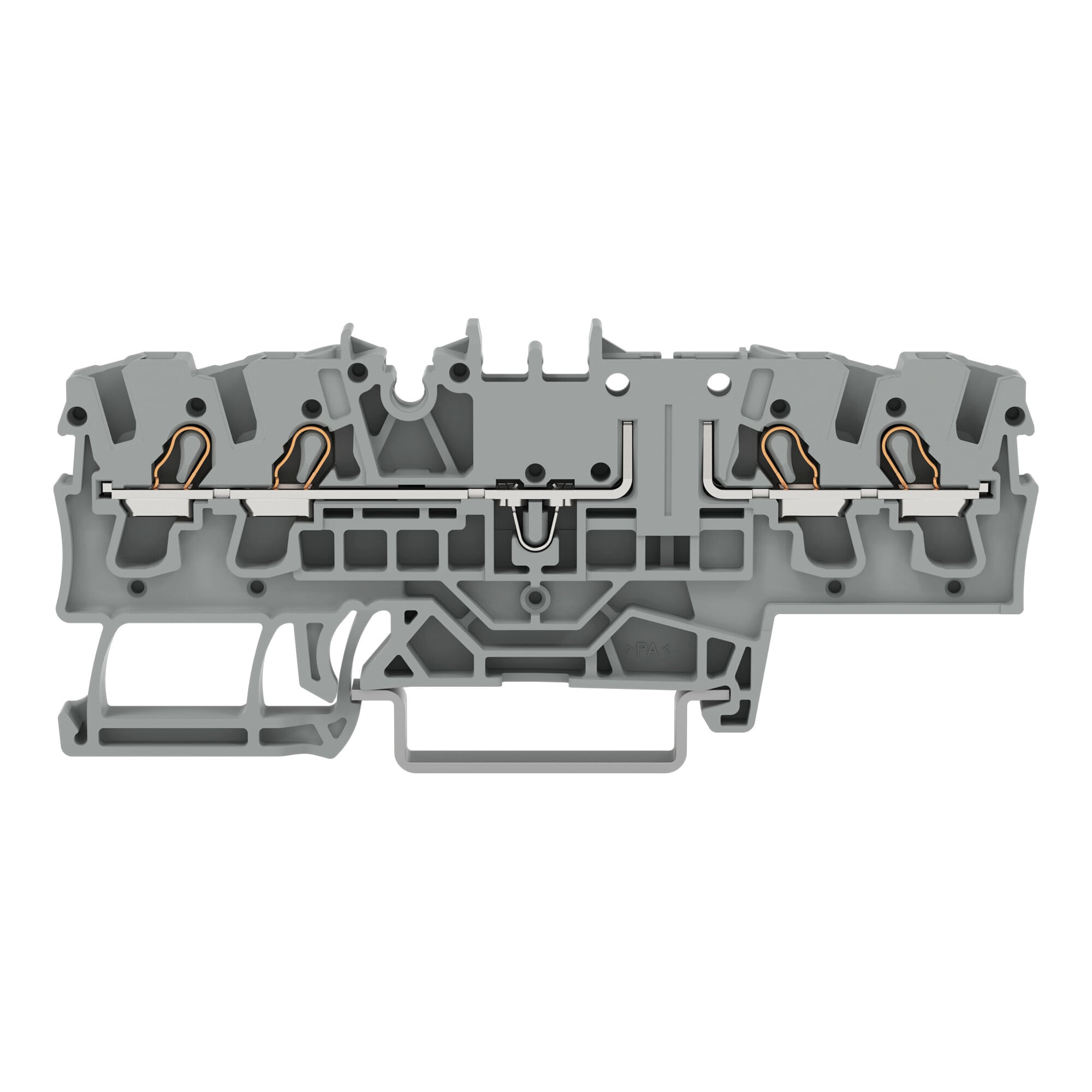 4-conductor carrier terminal block; for DIN-rail 35 x 15 and 35 x 7.5; 2.5 mm; Push-in CAGE CLAMP; 2,50 mm; gray