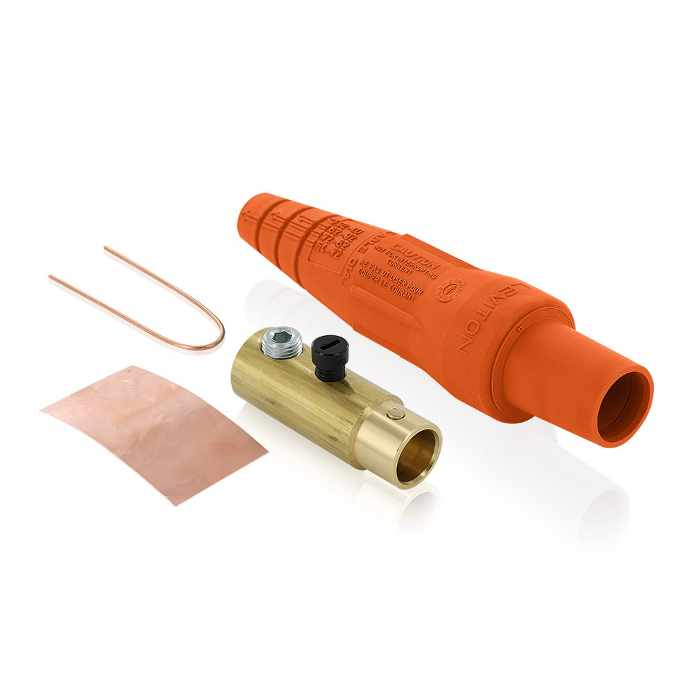 Female Plug, Contact & Insulator, Cam-Type, Detachable, Single Set Screw Termination, 2/0 - 4/0 AWG, 400 Amp Max, 16 Series Taper Nose, Type 3R "While-in-Use"-Orange