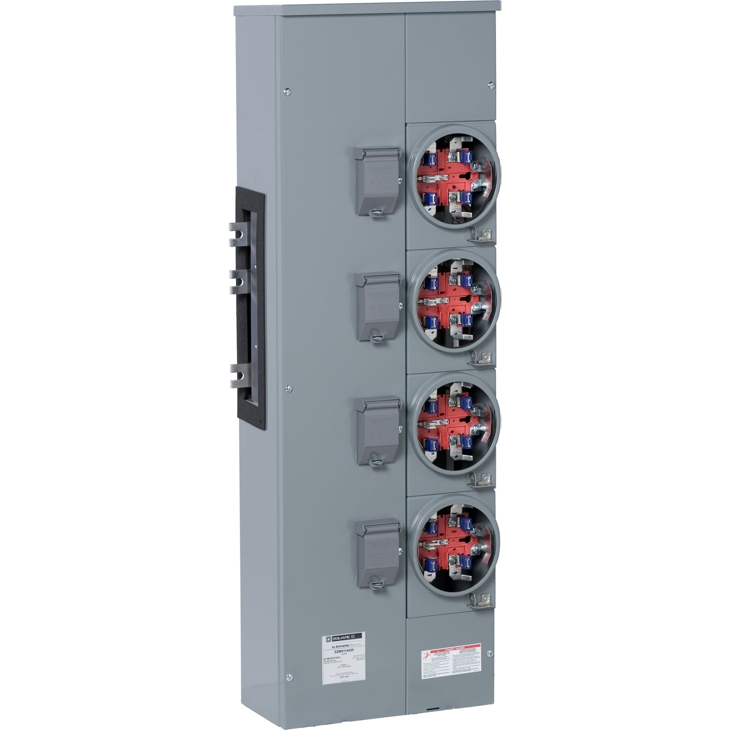 Branch unit, EZ Meter-Pak, 225A, 4 x 5 jaw sockets, 120/240VAC, horn bypass, ringless, 1200A Al/Cu busbar