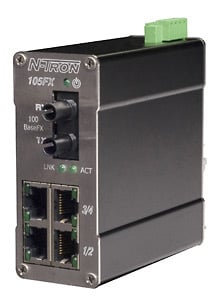 105FX MDR Unmanaged Industrial Ethernet Switch, ST 2km