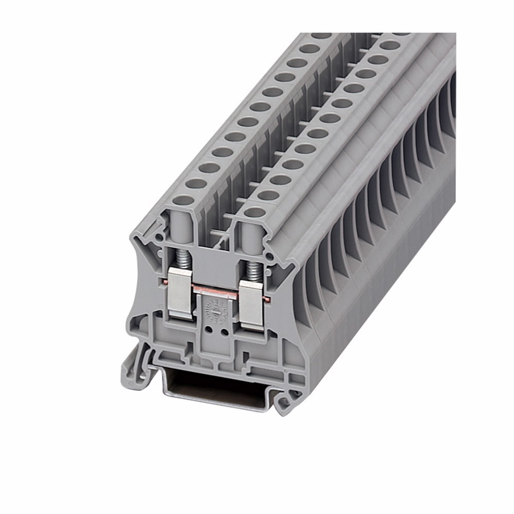 Eaton XB IEC terminal block, Screw connection single level through-feed terminal block, 8.2 mm, Gray, 8 AWG/6 mm2 maximum wire, IEC 800V, EN 700V, UL 600V, IEC #24-8 AWG, EN #24-8 AWG, UL #24-8 AWG wire