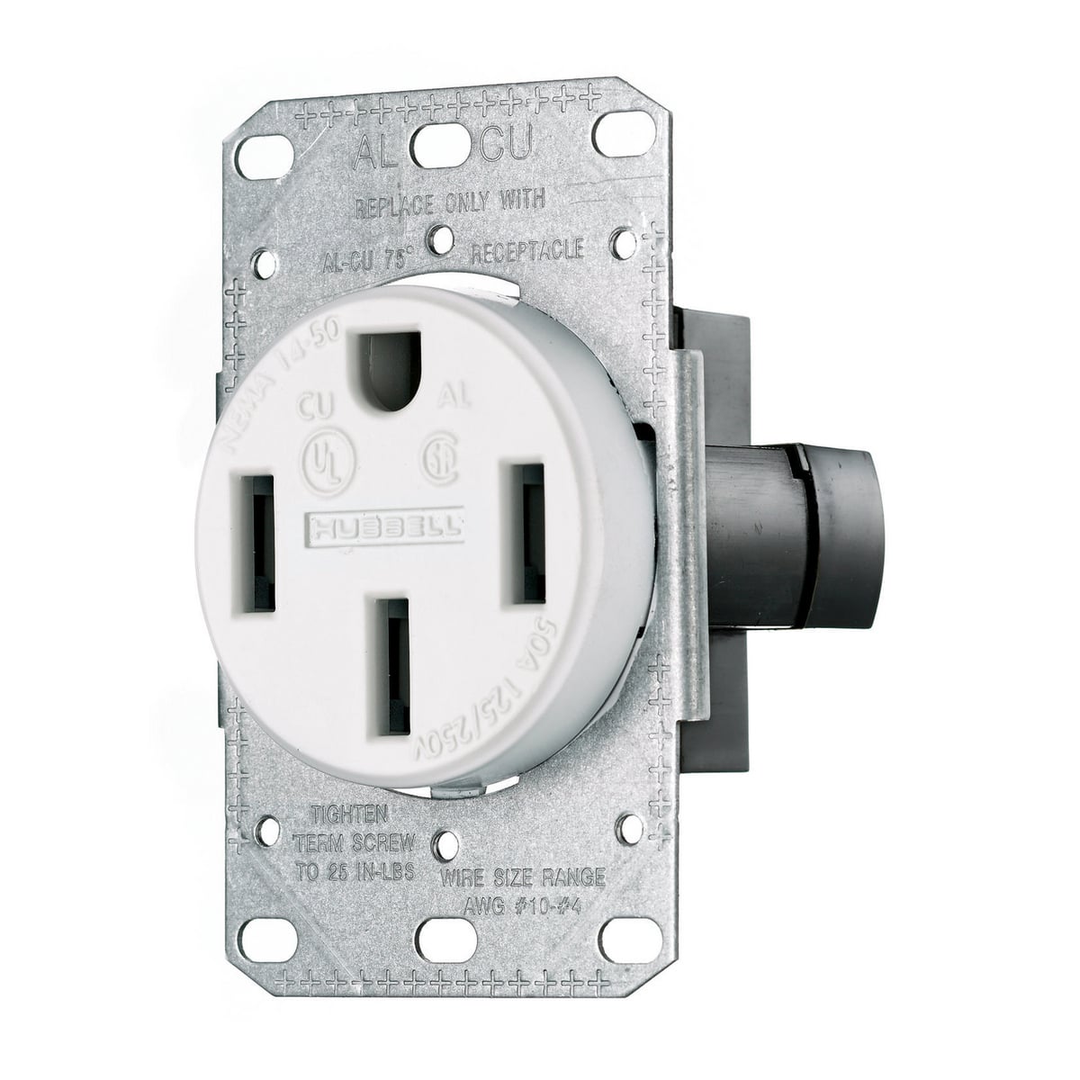 tradeSELECT Straight Blade Residential Grade, Single, 50A 125/250V, 3-Pole 4-Wire Grounding, 14-50R, Flush Mount