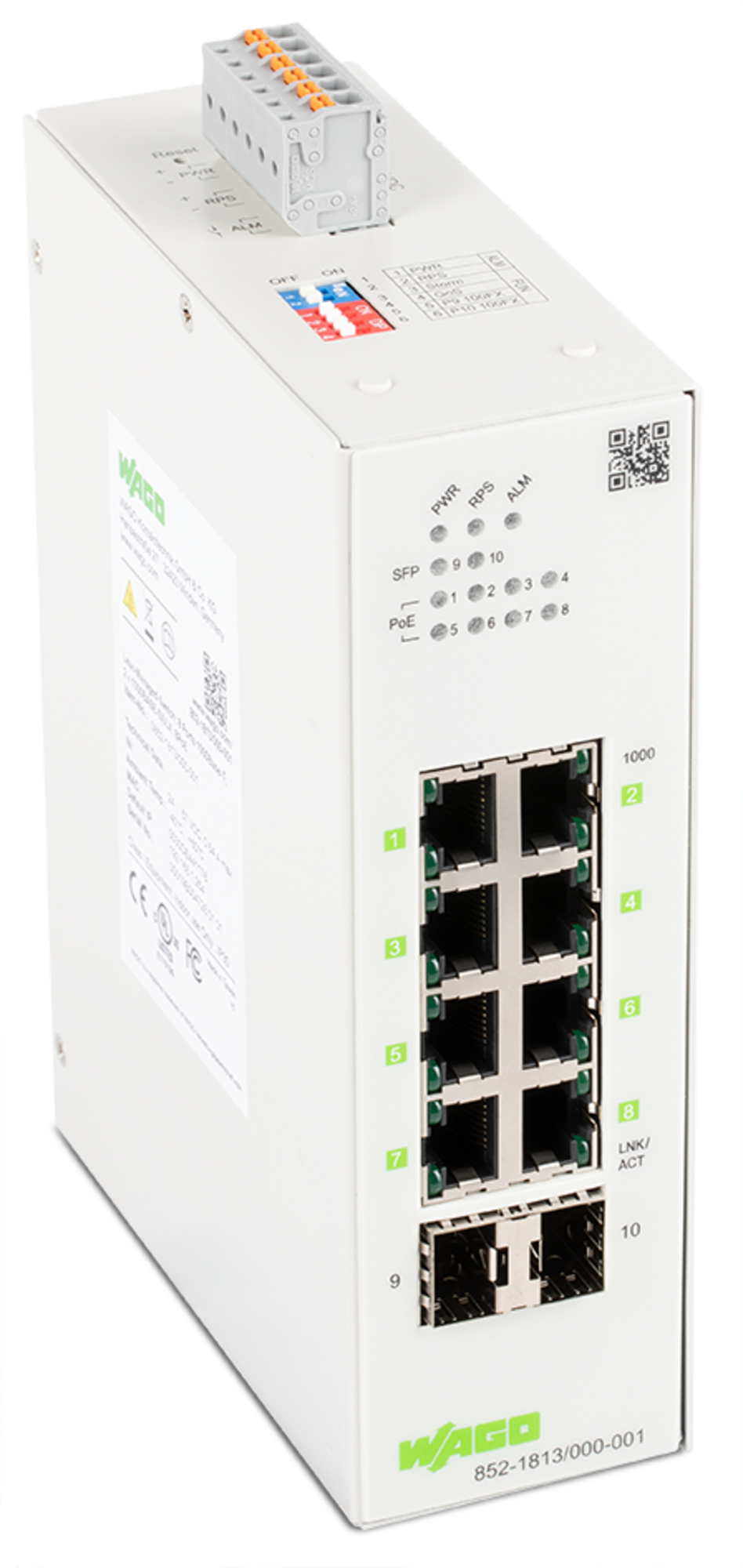 Lean Managed Switch; 8-Port 1000BASE-T; 2-Slot 1000BASE-SX/LX; 8 * Power over Ethernet; light gray