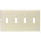 4-Gang Toggle Device Switch Wallplate, Standard Size, Thermoset, Device Mount, Ivory