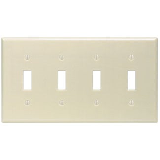 4-Gang Toggle Device Switch Wallplate, Standard Size, Thermoset, Device Mount, Ivory