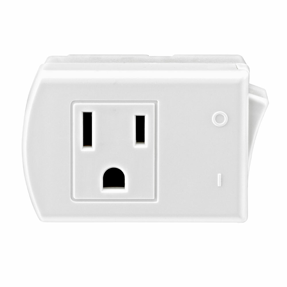 15 Amp, 125 V AC 3-Wire Grounded Switch Tap with ON/OFF Button - WHITE