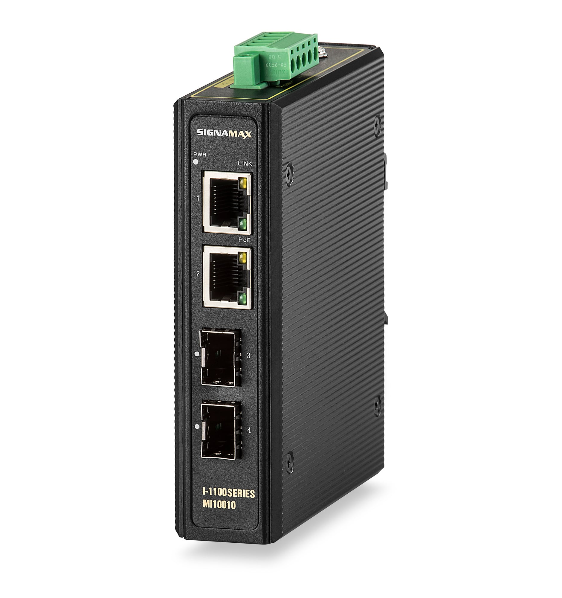 I-1100 Gigabit SFP PoE+ Industrial Media Converter - 2 PoE+ Ports, 2 SFP Ports
