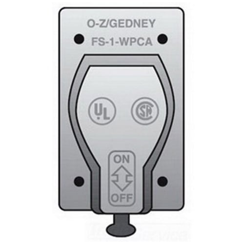 OZ-Gedney Type FS-1 Cast Device Box Cover With Operator, Sand-Cast Aluminum, Finish: Aluminum Enamel, Number Of Outlet: (1) Pull Switch, Device Box, Screw Mounting, No, Third Party Certification: UL File Number E-18095, CSA 009795, Applicable Third Party Standards: UL 514A, CSA C22.2 No.18, Federal Specification A-A-50563, NEMA : FB-1, For Pull Switch