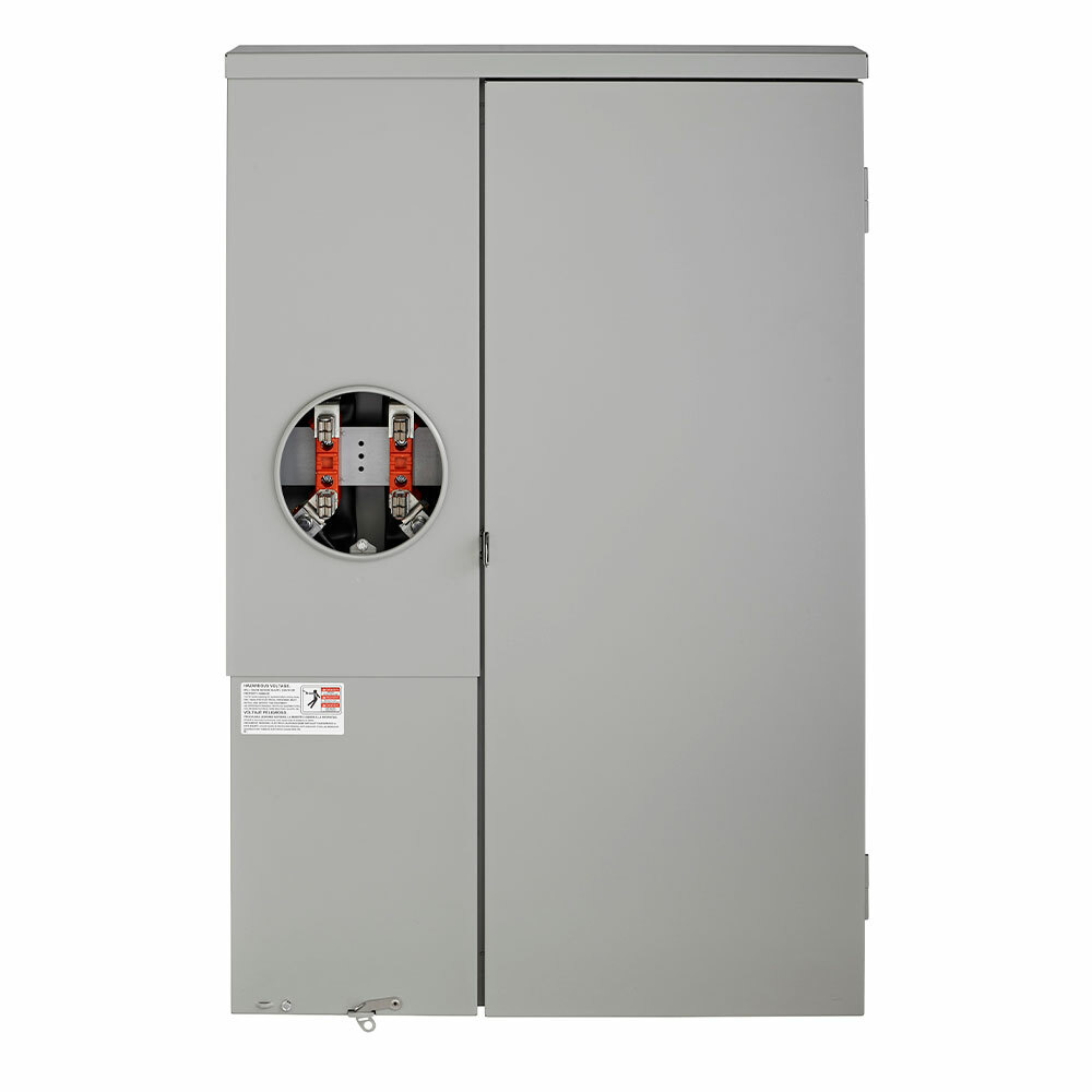 Outdoor Load Center Meter Combo Ring Type, NEMA 3R with Main Breaker, 150A 30 Spaces, 22KA Interrupt Rating, Enclosure and Door. EUSERC Approved.