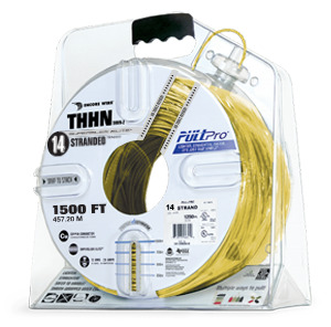 106100706458 PullPro Copper THHN Wire, 14 AWG, Stranded, Yellow, 1500 ft