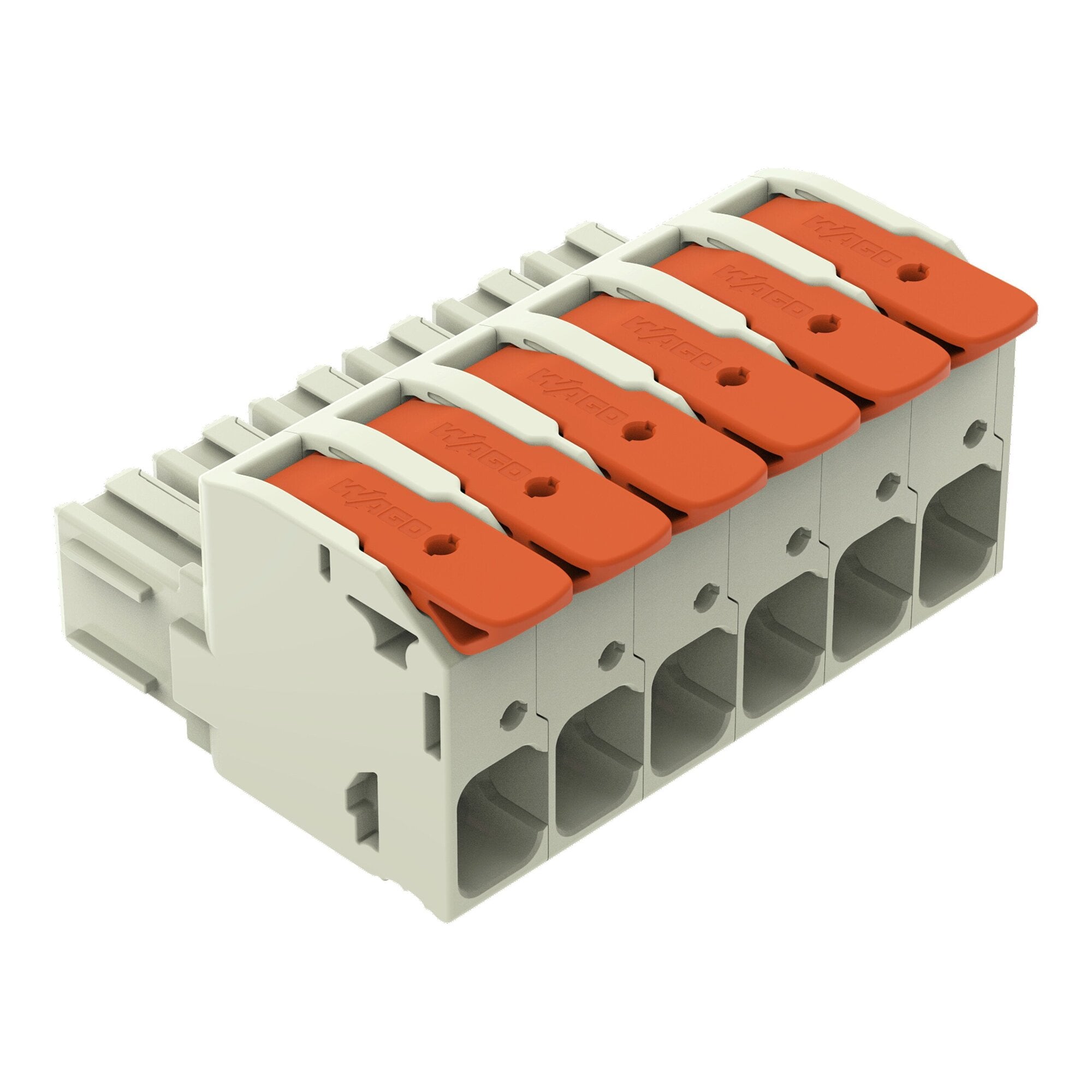 1-conductor female connector; lever; Push-in CAGE CLAMP; 16 mm; Pin spacing 10.16 mm; 6-pole; 100% protected against mismating; Silver-plated contacts; 16,00 mm; light gray