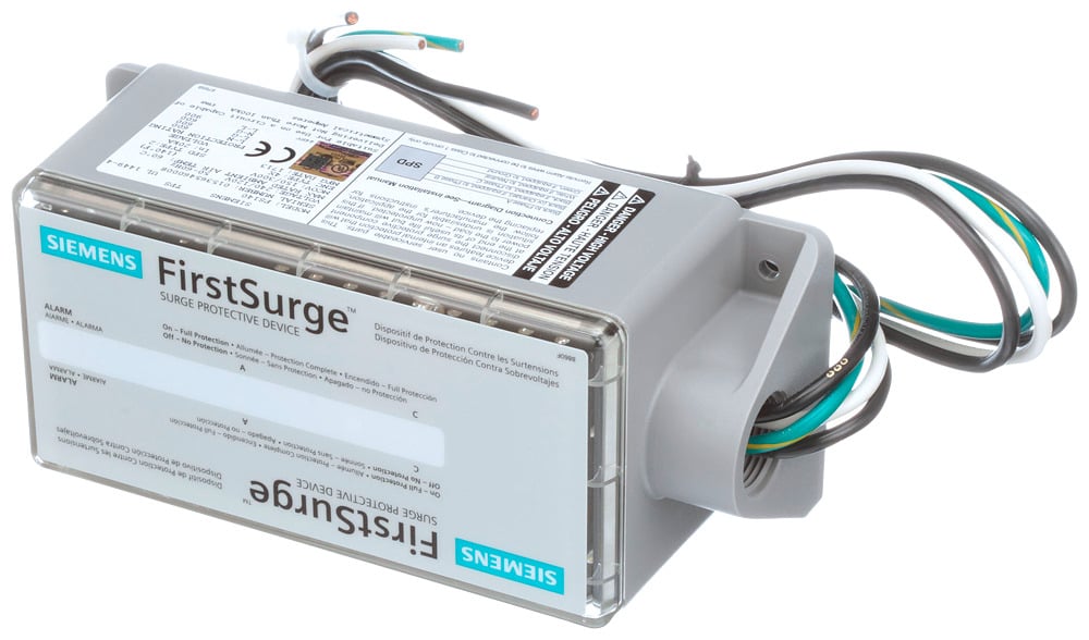 FirstSurge type 2 surge protective device. Rated 120/240V split pahse (Up to 400A) at 50/60Hz. Surge spike capacity 140kA. Special features less than 1 nanosecond response time, Nema 4X enclosure (indoor - outdoor), 3 stage commercial grade notification, ground reference monitoring (GRM), installs onto any brand load center