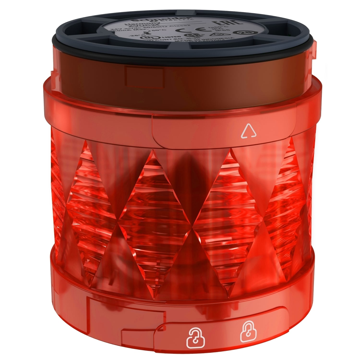 Modular tower light, Harmony XVU, illuminated LED units, red, 60mm, blinking, IP65, 24V AC DC