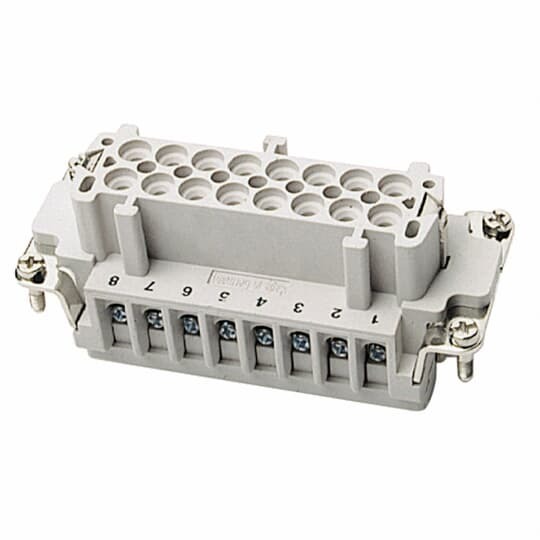 Female screw terminal insert. For use with T series, 16 contacts with ground.