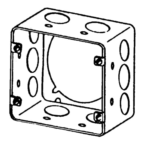 Features:2 1/8IN Depth, For 4 11/16 IN Boxes, (8) 1 IN Knockout, Standard:UL, Material:Steel, Cubic Capacity:42CI