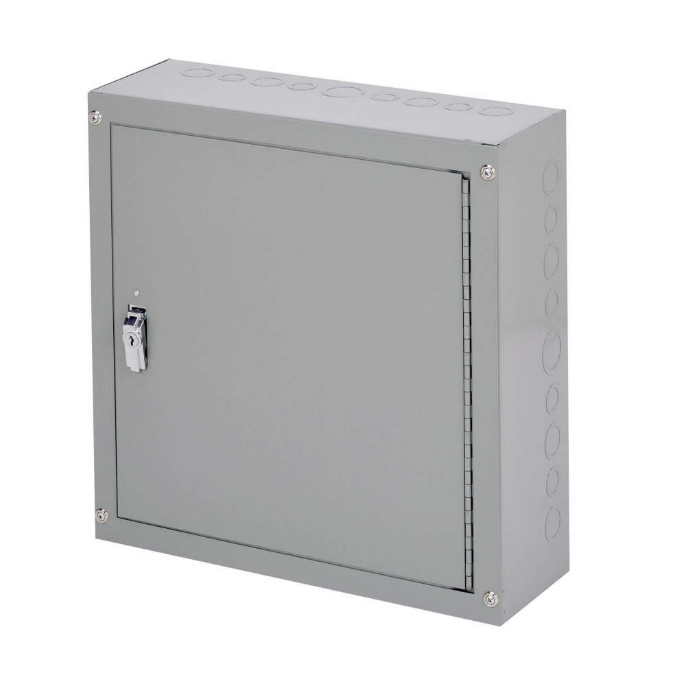 Eaton B-Line series utility enclosures, 24" height, 6" length, 18" width, NEMA 1, Hinged cover, TCS cabinet, Surface mounted, Medium single door, Thru holes, Carbon steel