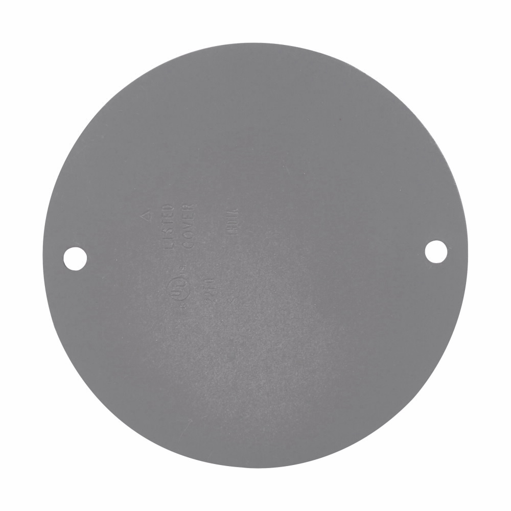 Eaton Crouse-Hinds series weatherproof round outlet box cover plate, Gray, Die cast aluminum, 4" round