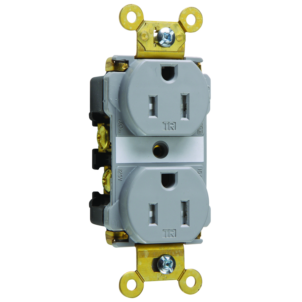 Commercial Grade Tamper-Resistant Duplex Receptacle Side Wire 15amp 125volt Gray