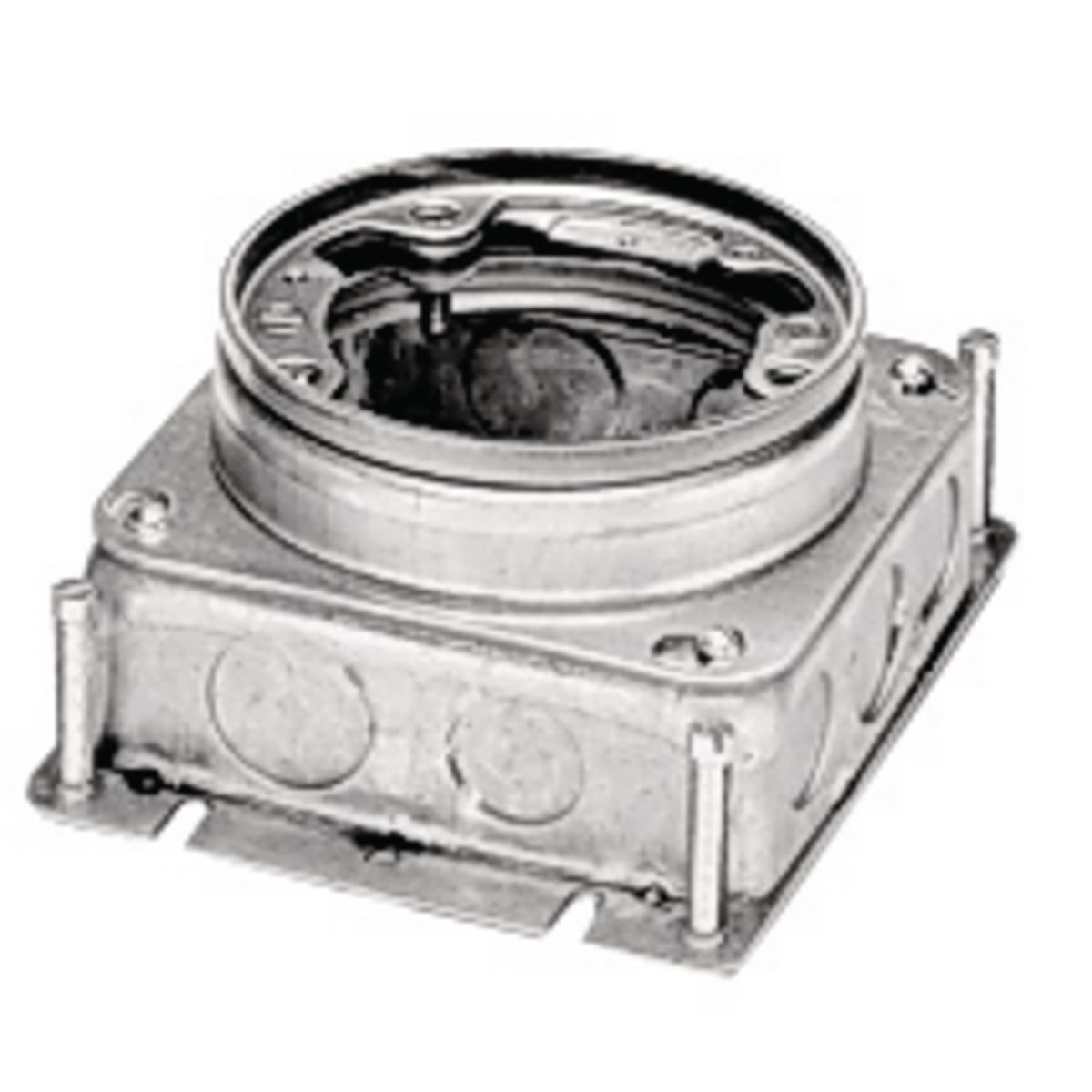 Hubbell Wiring Device Kellems, Floor and Wall Boxes, Flush ConcreteFloor Box Series, Round, Stamped Steel, Deep, Fully Adjustable, Aluminum