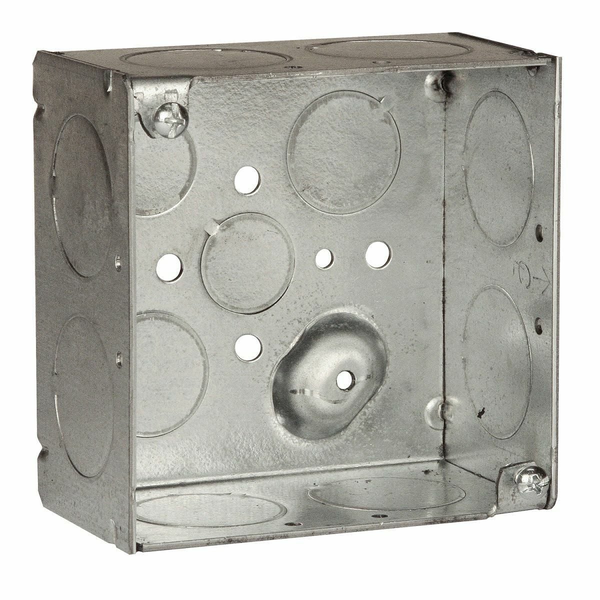 4 In. Square Boxes, 2-1/8 In. Deep - Welded with Conduit KO's 1/2-3/4-1KO
