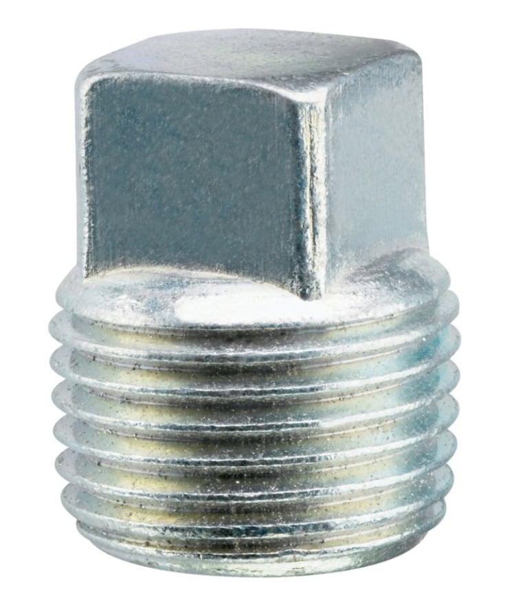 PLG45M Square Head Conduit Hub Plug, 1-1/4 in, For Use With Threaded IMC/Rigid Conduit Hub, Cast Iron, Chromate Treated Electro-Galvanized