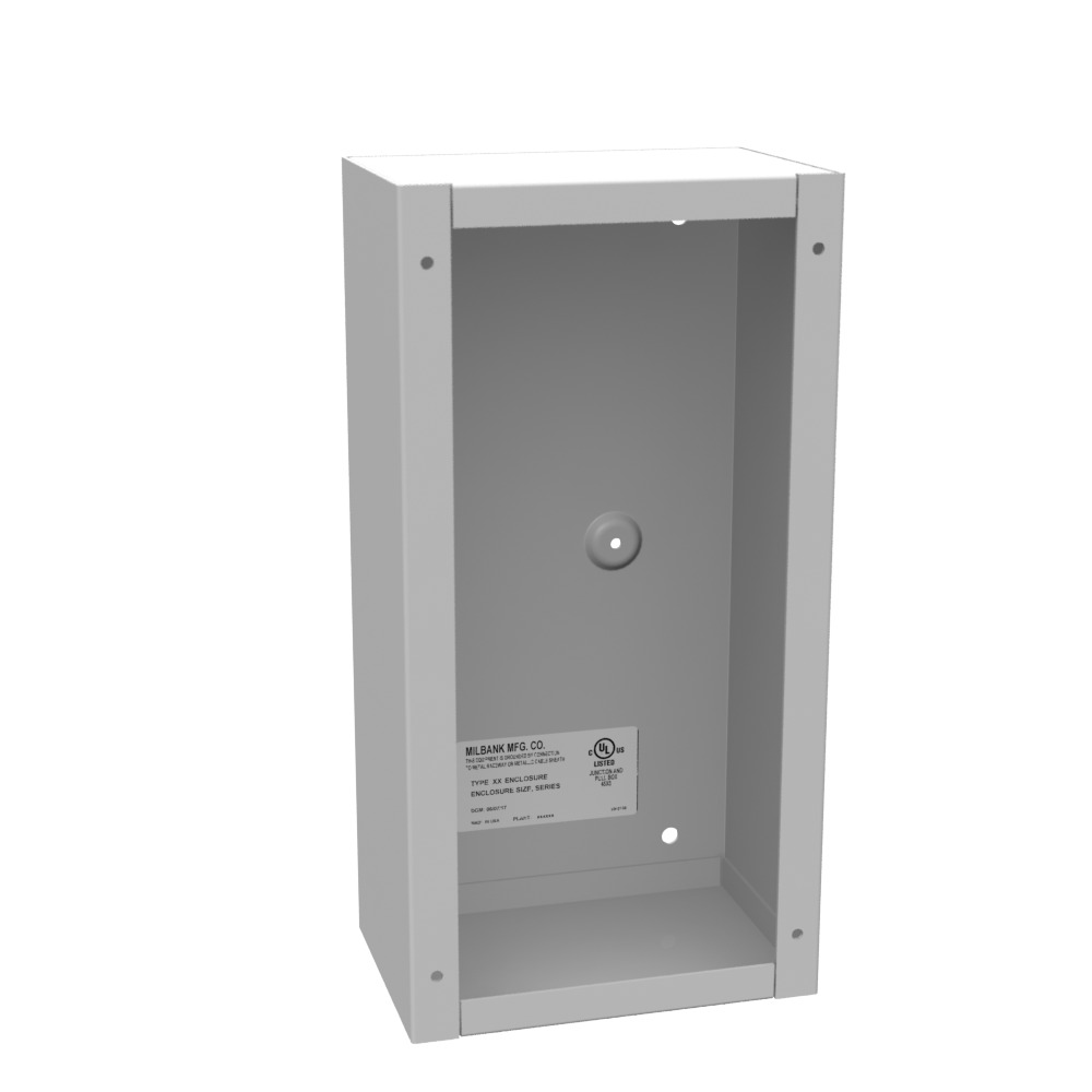 12x4x6 Screw Cover Type 1 UL Listed Steel No Knockouts ANSI 61 Gray Cover with Teardrop Slots Mounting Holes in Back