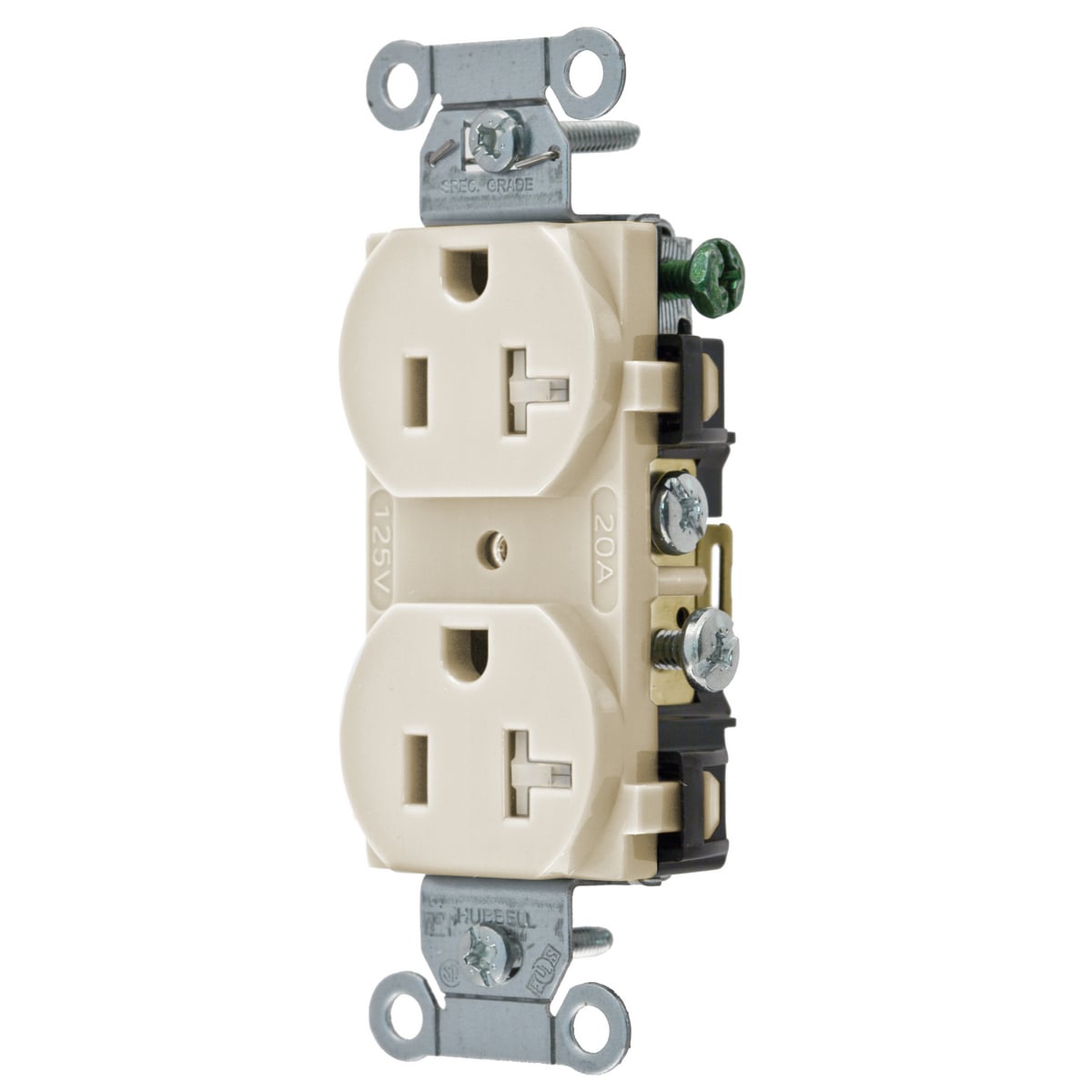Straight Blade Devices, Receptacles, Tamper-Resistant Duplex, Commercial Grade, 2-Pole 3-Wire Grounding, 20A 125V, 5-20R, Brown, Single Pack.