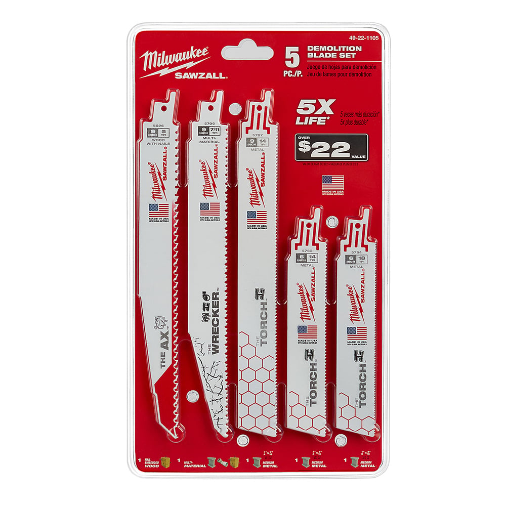 5-Piece Demolition SAWZALL Blade Set