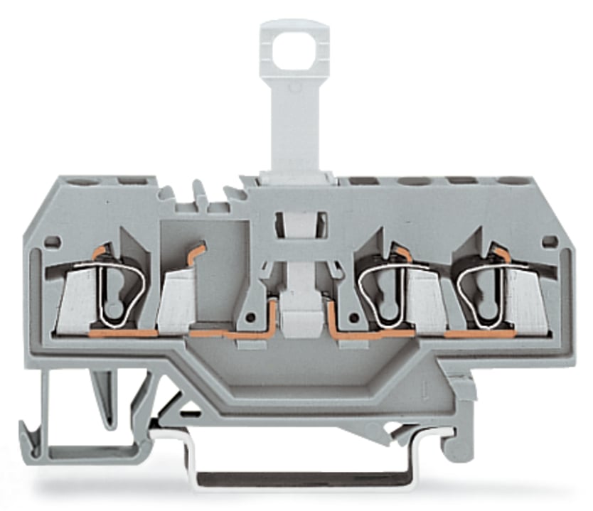 3-conductor disconnect terminal block; for DIN-rail 35 x 15 and 35 x 7.5; 2.5 mm; CAGE CLAMP; 2,50 mm; gray
