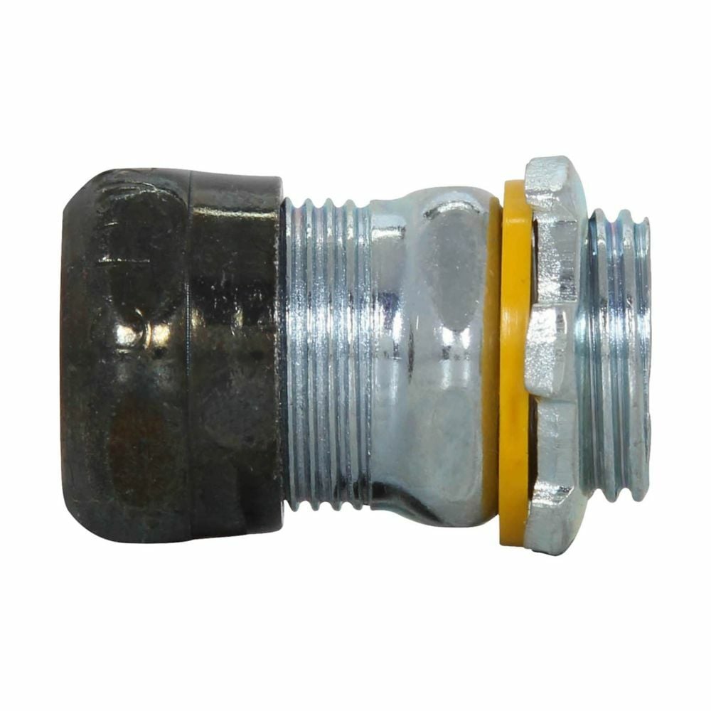 Eaton Crouse-Hinds series raintight compression connector, EMT, Straight, Non-insulated, Steel, Threadless, 3-1/2"