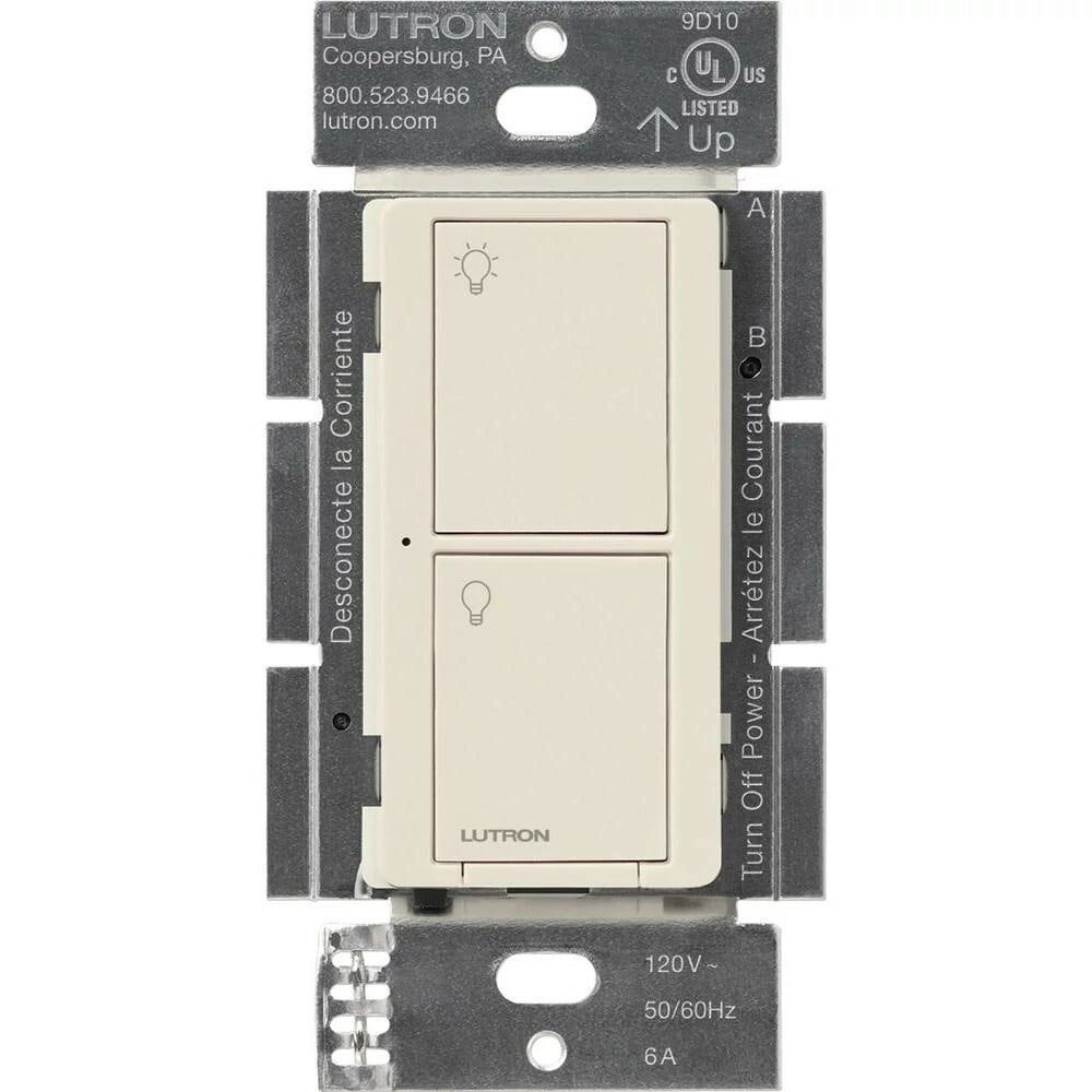 Lutron Caseta Wireless In-Wall Smart Switch For Light or Fan Control, 120V, 6A, Light Almond