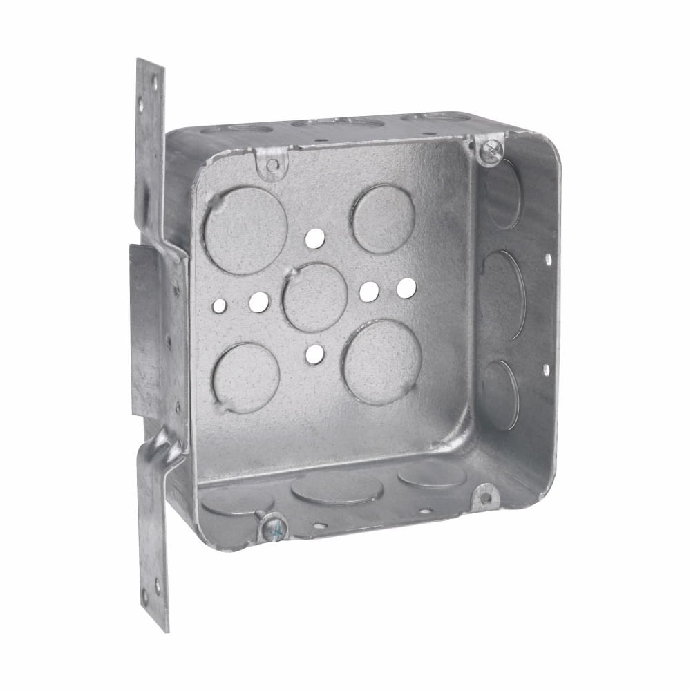 Eaton Crouse-Hinds series Square Outlet Box, (3) 1/2", (2) 3/4", 4-11/16", VS, Conduit (no clamps), Drawn, 2-1/8", Steel, (5) 1/2", (4) 1/2", (1) 3/4" C, 42.0  cubic inch capacity