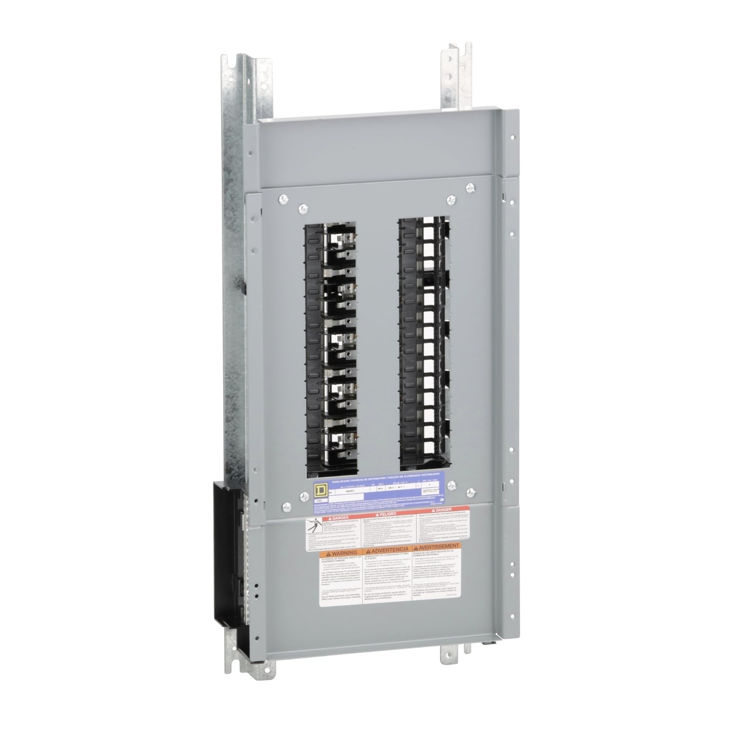 Panelboard interior, NQ, main lugs, 100A, Cu bus, 30 pole spaces, 3 phase, 4 wire, 240VAC, 48VDC