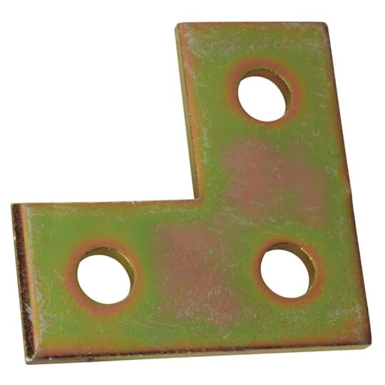 Plate, Corner, Height 3-1/2 Inches, Length  3-1/2 Inches, Width 1-5/8 Inches, Hole Diameter 1-5/8 Inches, Steel