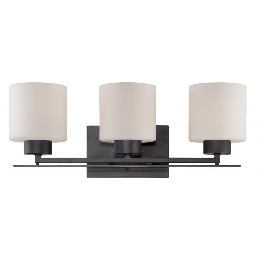 60-5303 Nuvo Parallel Transitional Vanity Light Fixture, (3) A19 Lamp, 120 V AC, Aged Bronze Housing