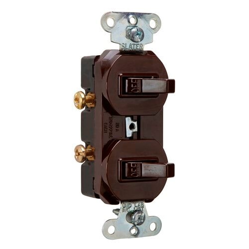 Single Pole, Double Combination Switch, 20 amps, 120/277 volts, Brown.