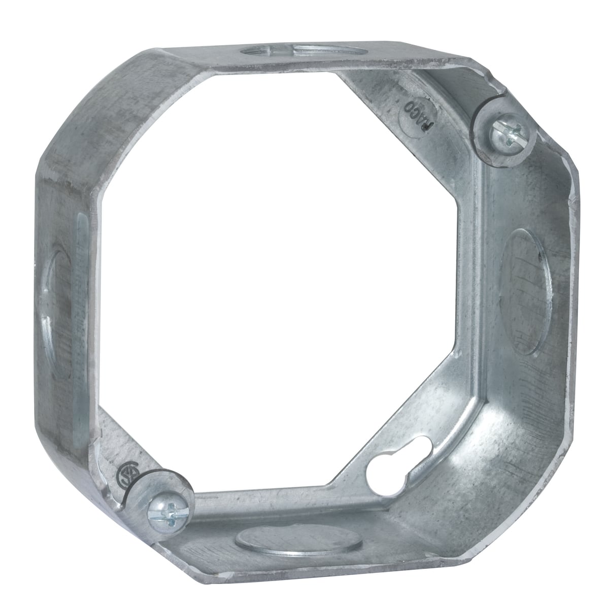 4 In. Octagon Extension Rings, 1-1/2 In. Deep - Drawn with Conduit 1/2KO's