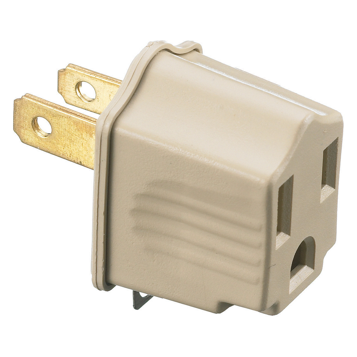 Adapters, Residential Grade, 15A 125V 2- Pole 2-Wire Non-Grounding Male to 15A 125V 2-Pole 3-Wire Grounding Female, Gray