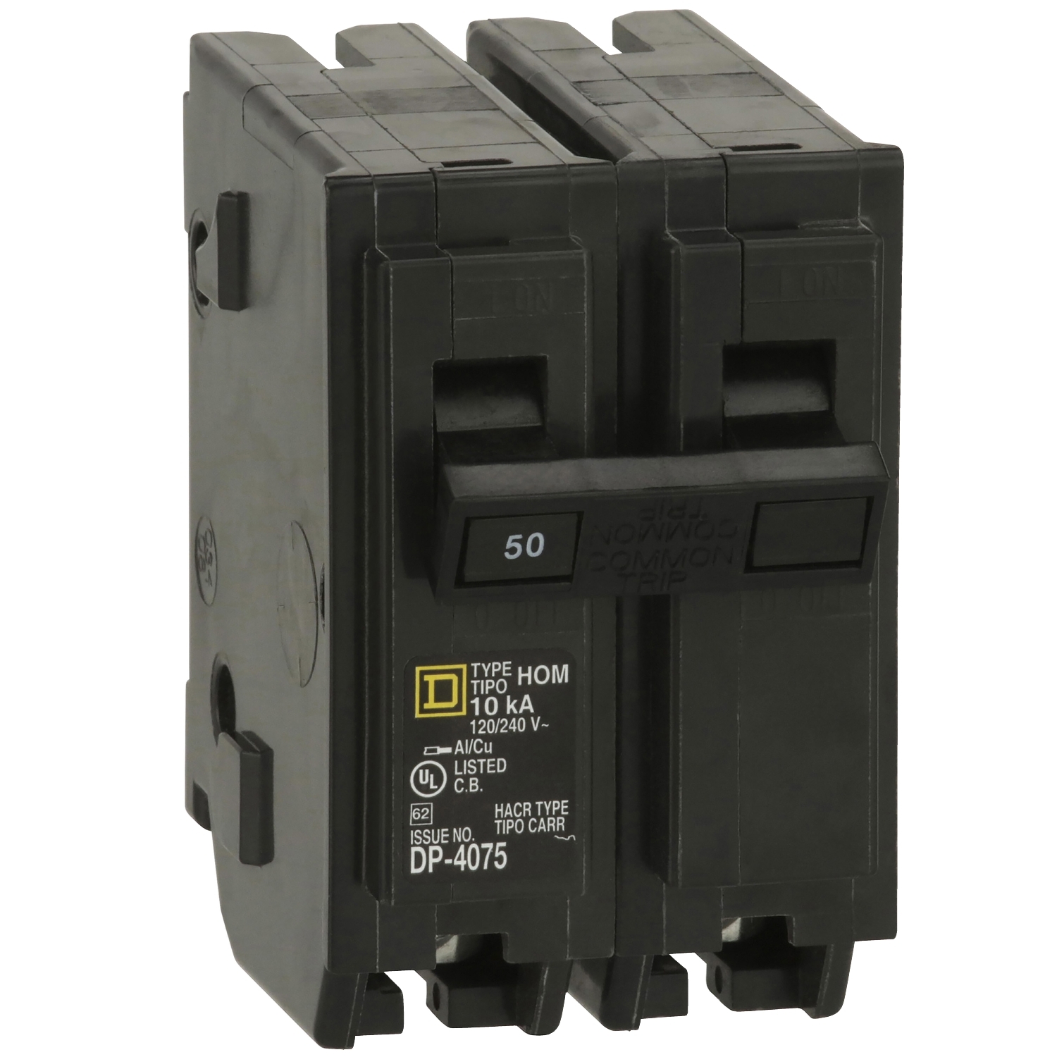 HOM250CP Homeline Mini circuit breaker, Homeline, 50A, 2 pole, 120/240VAC, 10kA AIR, standard type, plug in, UL