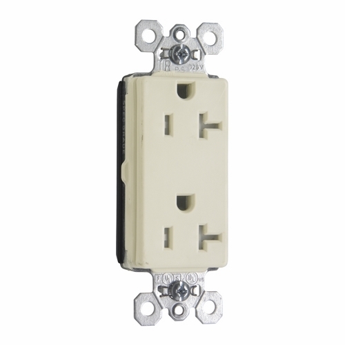 PlugTail Tamper-Resistant Decorator Spec Grade Duplex Receptacle, 20amp 125volt, Light Almond