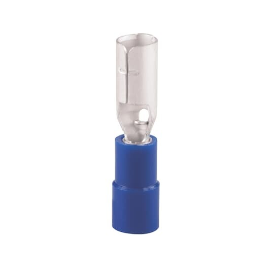 Insulated Vinyl Female Bullet Disconnects for Wire Range 16-14, Blue
