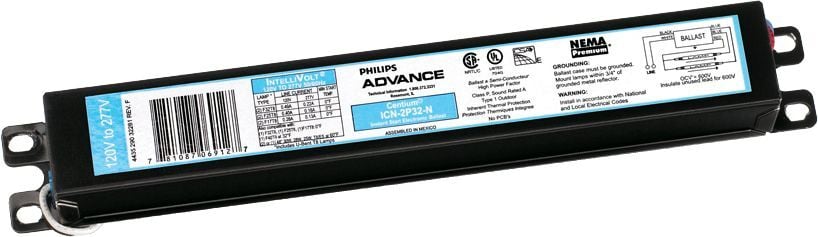 ICN4P32N35I Electronic Fluorescent Ballast, Instant Start, High, 4 Lamps, 120-277V, 32W
