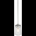 The Lyndon(TM) 11.75in; 1 light pendant features a classic look with its Brushed Aluminum finish and clear seeded glass. The Lyndon pendant works in several aesthetic environments, including transitional and nautical.