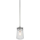 The Lyndon(TM) 11.75in; 1 light pendant features a classic look with its Brushed Aluminum finish and clear seeded glass. The Lyndon pendant works in several aesthetic environments, including transitional and nautical.