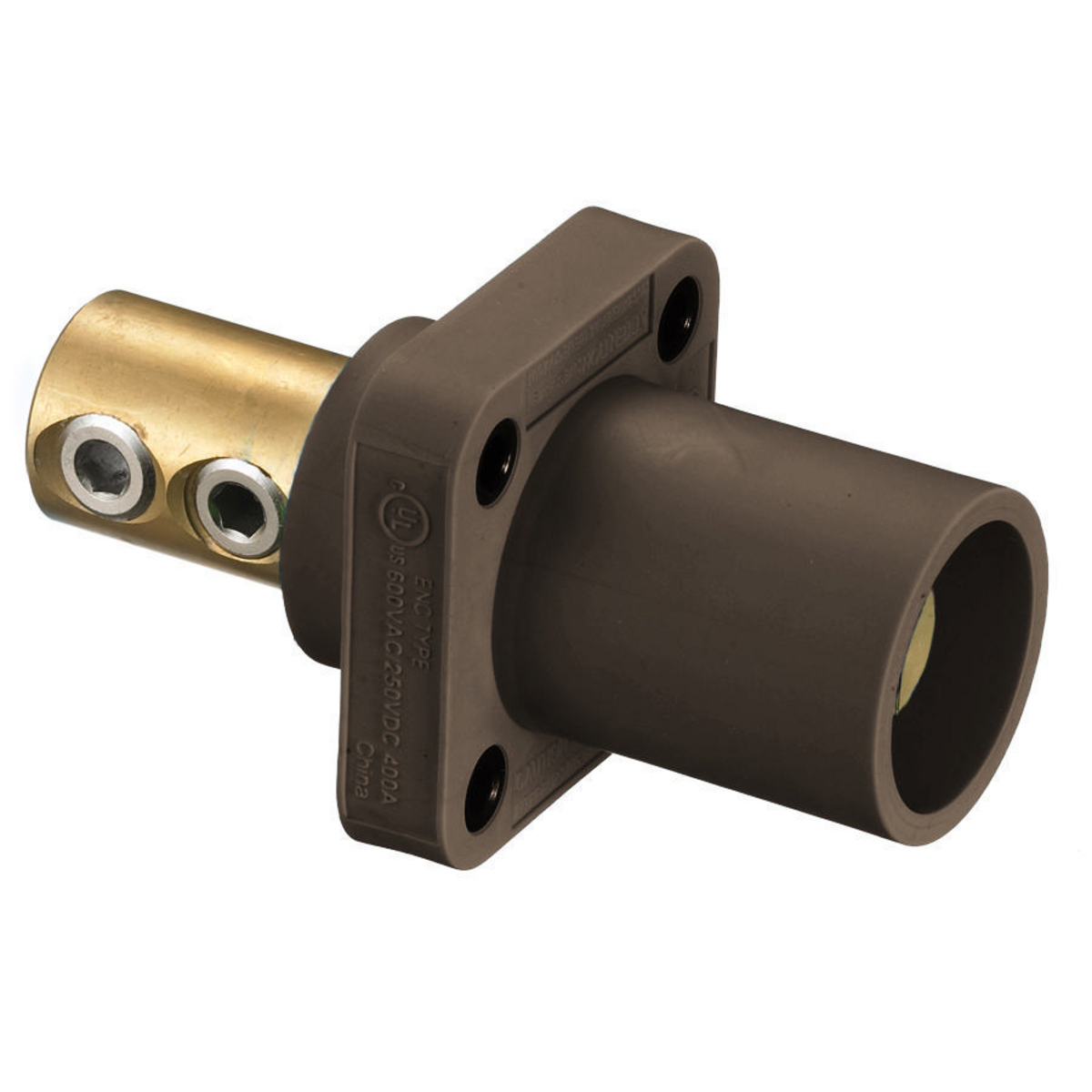 Heavy Duty Single Pole Industrial Grade Male, Receptacle, 300/400A 600V AC/DC, Single Conductor, Set Screw