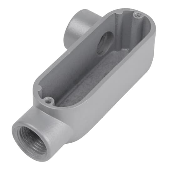 3/4 inch Threaded Die Cast Aluminum Conduit Body with Right Side Opening. For Use with Rigid/IMC Conduit.