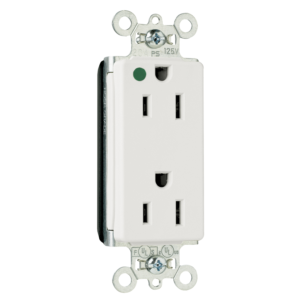 PlugTail Decorator Hospital Grade Duplex Receptacle 15amp 125volt White